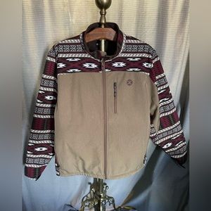 Hooey Mens Soft Shell Jacket—XXXL—Tan with Aztec Print